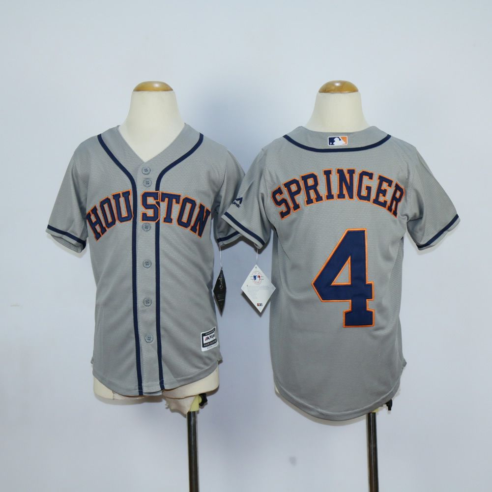 Youth Houston Astros #4 Springer Grey MLB Jerseys->youth mlb jersey->Youth Jersey